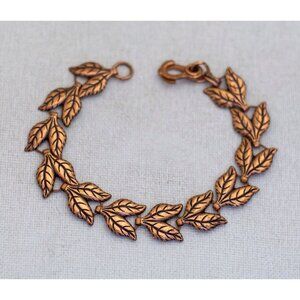 8 inch, Vintage Copper Leaves Elven Bracelet - N1